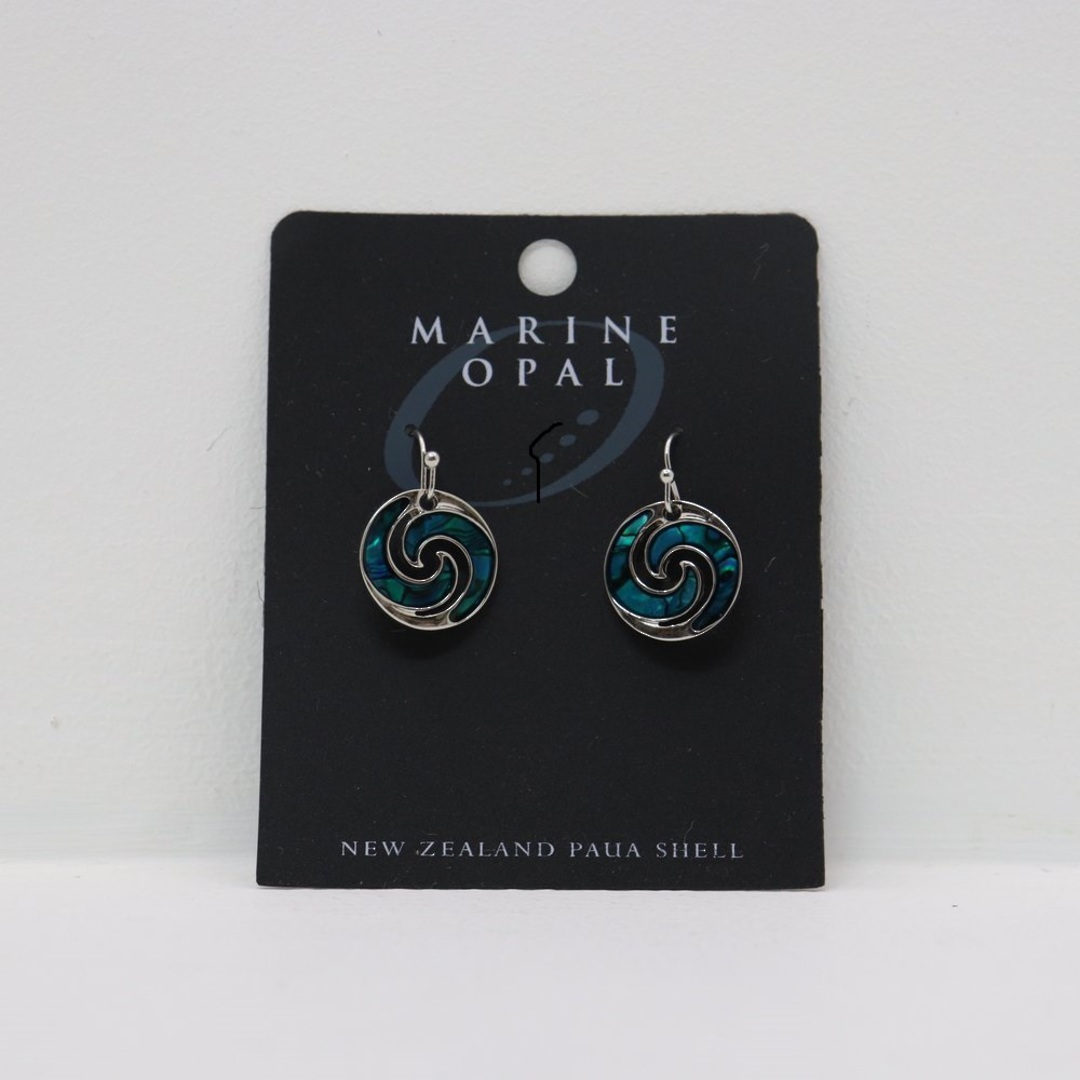 MOE55 - Marine Opal Paua Koru Earrings image 0